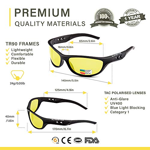 ZILLERATE GAFAS DE CONDUCCIÓN NOCTURNA para Hombre y Mujer Lentes Polarizadas que Protegen del Deslumbramiento de los Faros - Lentes HD Vision Tintadas en Amarillo, Montura TR90 Ligera y Cómoda