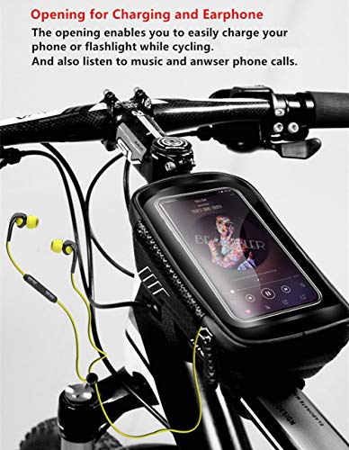 Zingso Soporte para teléfono con Marco de Bicicleta, Resistente al Agua, a Prueba de Golpes, Funda rígida para Bicicleta con Marco de luz Delantera para iPhone Samsung Huawei y Otros Smartphones
