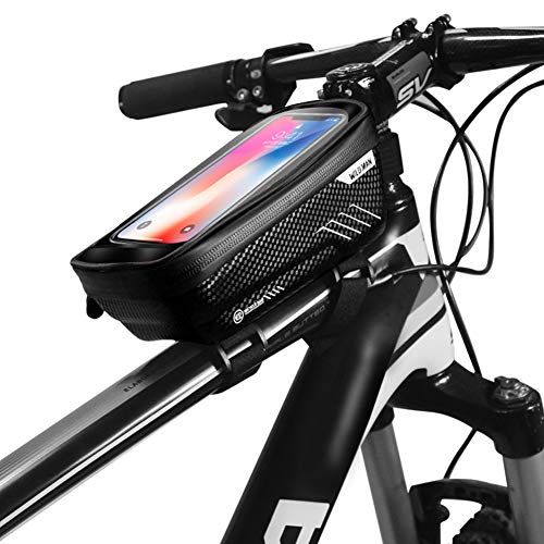 Zingso Soporte para teléfono con Marco de Bicicleta, Resistente al Agua, a Prueba de Golpes, Funda rígida para Bicicleta con Marco de luz Delantera para iPhone Samsung Huawei y Otros Smartphones