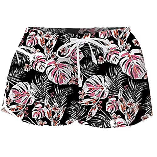 ZIOOER Bañador para mujer de verano, con gráficos 3D, secado rápido, pantalones cortos para playa, pantalones cortos para jogging y yoga, tallas S-XL, Negro , XL