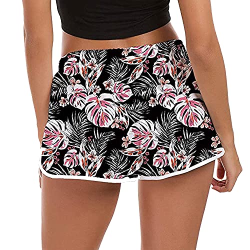 ZIOOER Bañador para mujer de verano, con gráficos 3D, secado rápido, pantalones cortos para playa, pantalones cortos para jogging y yoga, tallas S-XL, Negro , XL