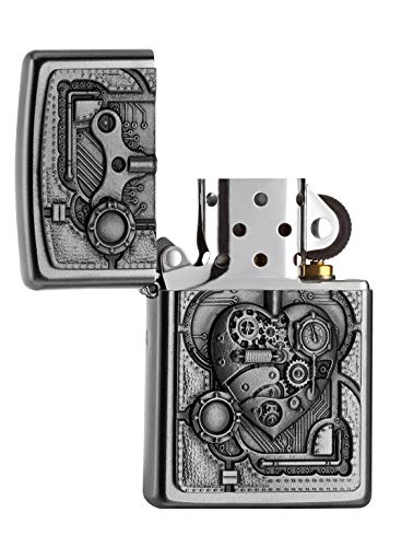 Zippo 2.005.032 Mechero de Steam Punk con forma de corazón de la colección Spring 2016, funda de almohada de satén de acabado