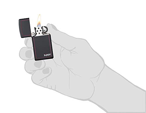 Zippo Logo Mechero, Black Matte, 3.5x1x5.5 cm