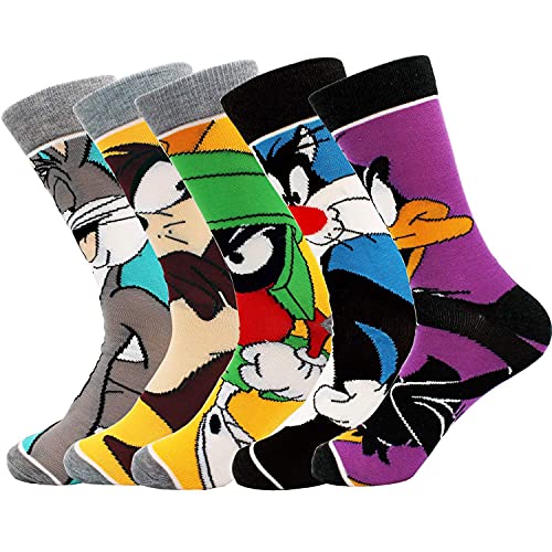 ZJKJ Calcetines para Hombres Conejito De Dibujos Animados Calcetines De Superman De Dibujos Animados Calcetines De Tubo con Personalidad Calcetines Deportivos De Moda(5 Pares)