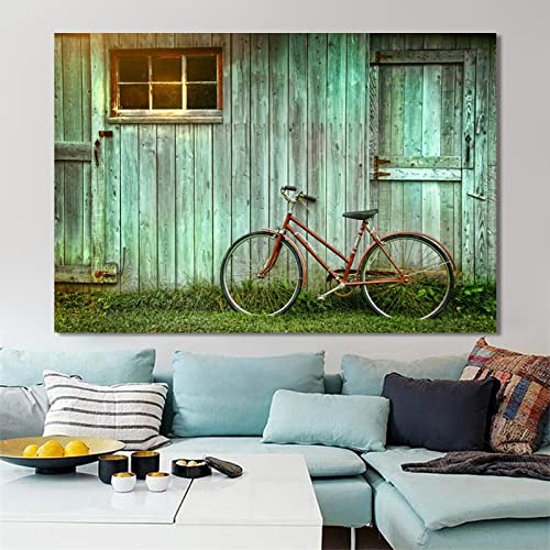 ZNYB Cuadros Decoracion Baratos Carteles e Impresiones de paisajes Arte de Pared Lienzo Pintura Chalet y Bicicleta Cuadros Decorativos para la decoración de la Sala de Estar