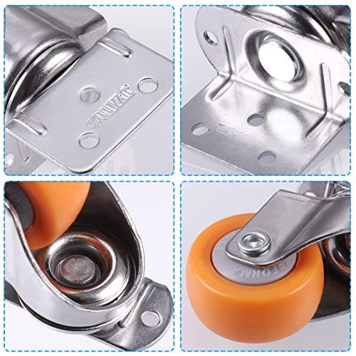 Zocipro 4 PCS Ruedas Giratorias 37mm con Tornillos, Resistente Desgaste Ruedas para Muebles,Ruedas Giratorias 360 Grados con Placa de fijación en L (Naranja)