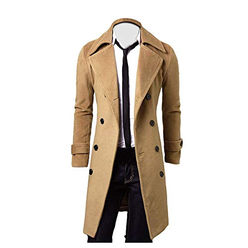 ZODOF Abrigos de Invierno para Hombre Hombres de Invierno Delgado con Estilo Gabardina Doble Botonadura Chaqueta Larga Abrigo de Lana Slim Fit Casual Trinchera Abrigo