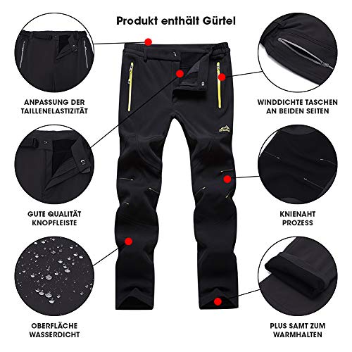 ZOEREA Hombre Pantalones de Trekking Impermeable Invierno Polar Forrado Hombres Pantalones Escalada Senderismo Montaña Aire Libre