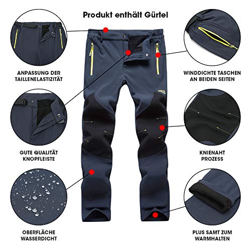 ZOEREA Hombre Pantalones de Trekking Impermeable Invierno Polar Forrado Hombres Pantalones Escalada Senderismo Montaña Aire Libre