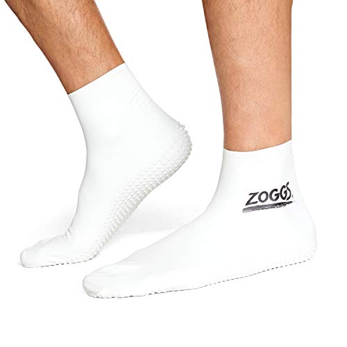 Zoggs Latex Pool Socks - Calcetines de piscina unisex, color blanco / azul marino, talla M