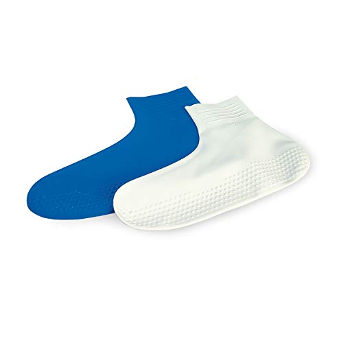 Zoggs Latex Pool Socks - Calcetines de piscina unisex, color blanco / azul marino, talla M