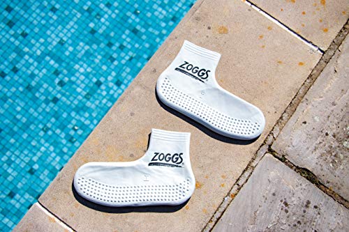 Zoggs Latex Pool Socks - Calcetines de piscina unisex, color blanco / azul marino, talla M