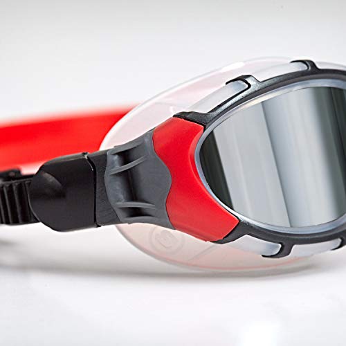 Zoggs Predator Flex Gafas de natación, Unisex Adulto, Negro/Rojo/Espejo, Small