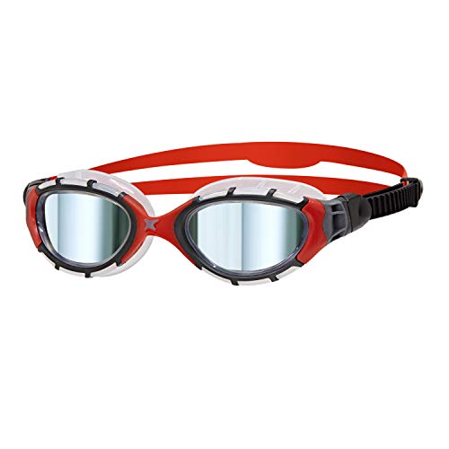 Zoggs Predator Flex Gafas de natación, Unisex Adulto, Negro/Rojo/Espejo, Small