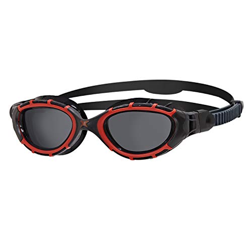 Zoggs Predator Flex Polarized-Regular Fit Gafas de natación, Adultos Unisex, Red/Black/Smoke Polarized