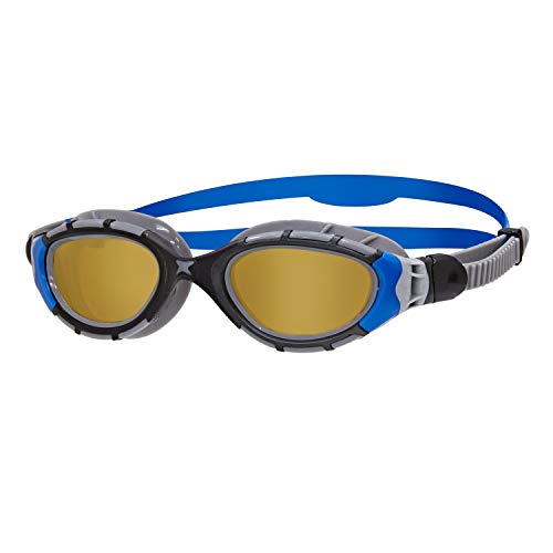 Zoggs Predator Flex Polarized Ultra Gafas de natación, Unisex Adulto, Black/Blue/Copper, Small