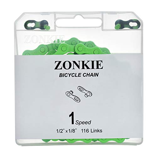 zonkie Single-Speed - Cadena para bicicleta (1/2" x 1/8", 116 eslabones), color verde