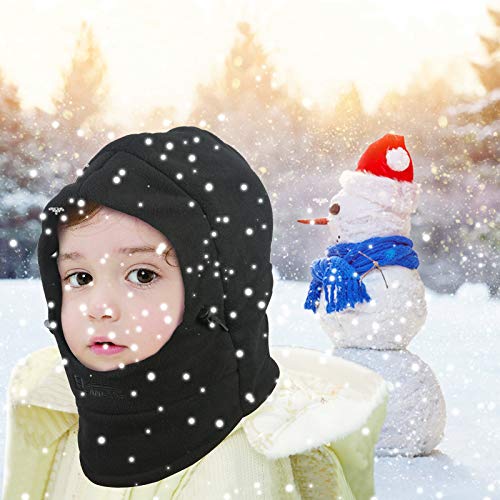 ZoomSky Sombrero de Invierno Gorro para niños y niñas Proteger Cuello de Gorro Ajustable para Salir o Viaje, al Aire Libre en Invierno y otoño (Negro)