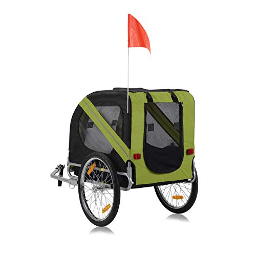 zoomundo Remolque Bicicleta Perros Transporte Carro en Verde/Negro - Silver Frame