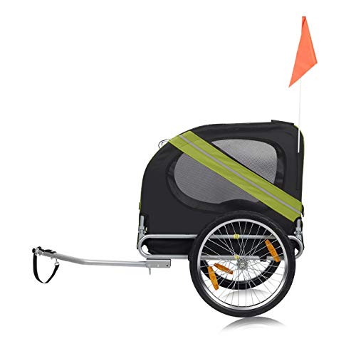 zoomundo Remolque Bicicleta Perros Transporte Carro en Verde/Negro - Silver Frame