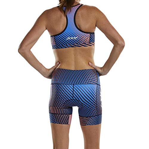 Zoot Pantalones de triatlón para Damas de 6 Pulgadas Estilo Stoke con Acolchado de Asiento en 2D, Bolsillos Laterales, SPF 50+ y Costuras Seamlink Tamaño L