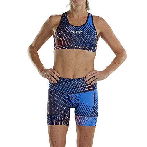 Zoot Pantalones de triatlón para Damas de 6 Pulgadas Estilo Stoke con Acolchado de Asiento en 2D, Bolsillos Laterales, SPF 50+ y Costuras Seamlink Tamaño L