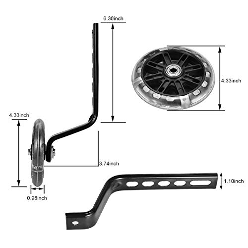 ZOSEN Ruedas de Entrenamiento para Niños Bicicleta Estabilizadores de Bicicleta Ruedas de Soporte para Bicicleta 12 14 16 18 20 Pulgadas (1 Par, Negro)