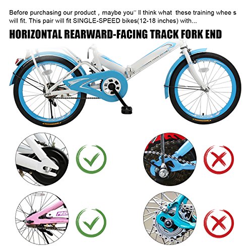 ZOSEN Ruedas de Entrenamiento para Niños Bicicleta Estabilizadores de Bicicleta Ruedas de Soporte para Bicicleta 12 14 16 18 20 Pulgadas (1 Par, Negro)