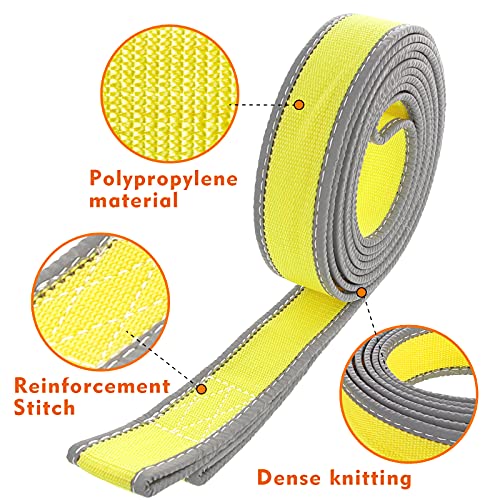 ZOVHYYA Cuerdas de Remolque Recuperación 5M x 5CM 9 T Correa de Remolque de Coche Resistencia con Dos Ganchos Gruesos en Forma de U Guantes de PU y Toallas de Limpieza de Doble Cara