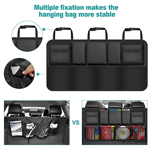 ZOVHYYA Organizador Maletero Coche 9 Pocket Bolsas para Maletero del Coche de Malla Coche Organizador Coche Bolsa con 3 Correas de Ajuste para SUV y Muchos Vehículos