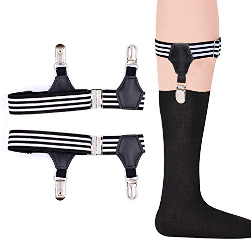 Zoylink Tirantes De Calcetín Para Hombre Ligas De Calcetines Sock Garters Rayas Elásticas Con Clip De Bloqueo