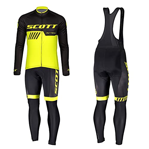 ZQD Ciclismo Maillot Hombres Jersey + Pantalones Largos Culote Mangas Largas de Ciclismo Conjunto de Ropa, Pantalones Acolchados de Gel 9D MTB Camisa de Montar, Camisa de Carreras Camisa de Ciclismo