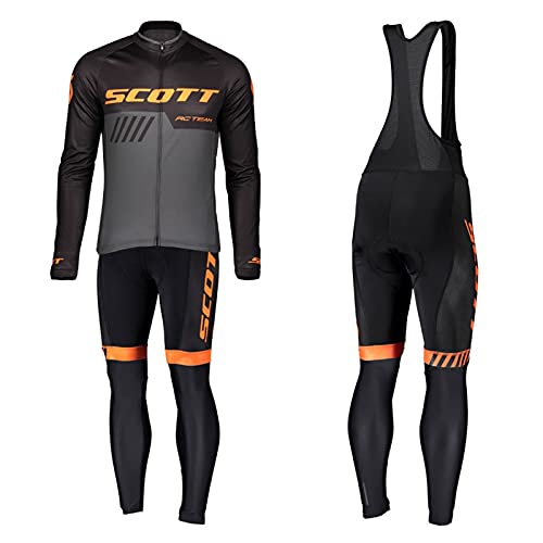 ZQD Ciclismo Maillot Hombres Jersey + Pantalones Largos Culote Mangas Largas de Ciclismo Conjunto de Ropa, Pantalones Acolchados de Gel 9D MTB Camisa de Montar, Camisa de Carreras Camisa de Ciclismo