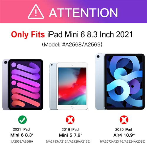 ZtotopCases Funda para iPad Mini 6, Protector de Pantalla Incorporado, Protección para Todo el Cuerpo, Funda Protectora con Soporte y Portalápices para iPad Mini 6 Generacion 8,4" 2021, Negra