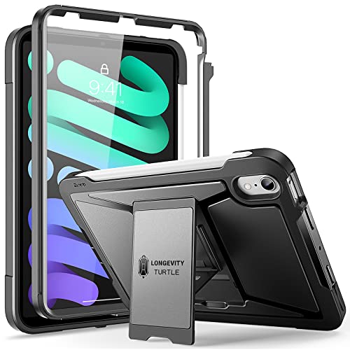 ZtotopCases Funda para iPad Mini 6, Protector de Pantalla Incorporado, Protección para Todo el Cuerpo, Funda Protectora con Soporte y Portalápices para iPad Mini 6 Generacion 8,4" 2021, Negra