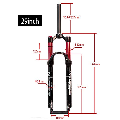 ZTZ Mountain Horquilla Delantera de 26 Pulgadas, 27.5 Pulgadas, 29 Pulgadas, Doble cámara de Aire, Horquilla para Bicicleta, Amortiguador, Horquilla de Aire Frontal