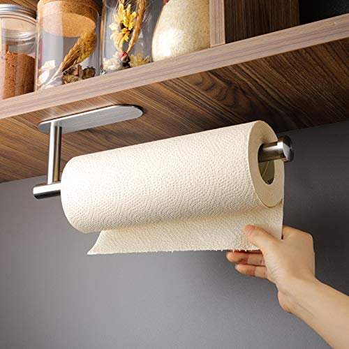 ZUNTO Portarrollos de Cocina - Adhesivo Portarrollos Papel Cocina 34 cm Sin Taladrar Soporte Rollos Papel Cocina, Acero Inoxidable