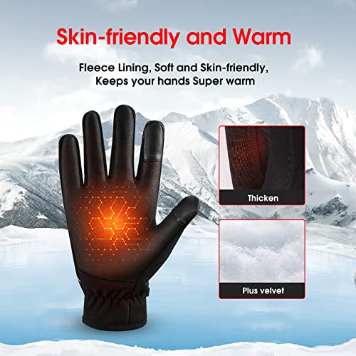 zurenin Guantes Invierno Hombre, Termicos Guantes Ciclismo Invierno, Guantes Tactiles Impermeable Antideslizante Unisex Guantes, Guantes Invierno para Escalada, Bicicleta, Pasear al Perro, Correr(XL)