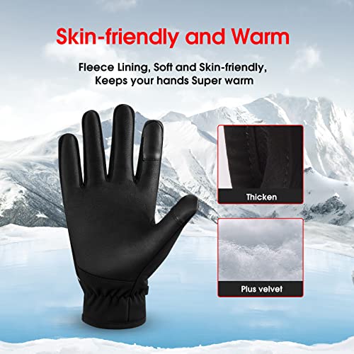 zurenin Guantes Invierno Hombre, Termicos Guantes Ciclismo Invierno, Guantes Tactiles Impermeable Antideslizante Unisex Guantes, Guantes Invierno para Escalada, Bicicleta, Pasear al Perro, Correr(M)