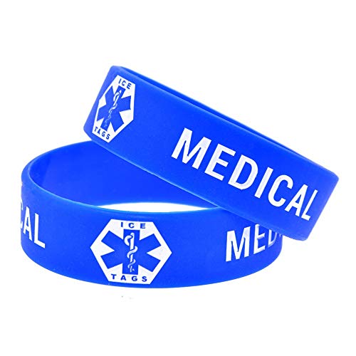 ZWH Pulsera Ice Etiquetas Médica Mano Blanda Tamaño De La Juventud De Silicona Pulsera Brazalete con La Protección Ambiental (Color : Blue)