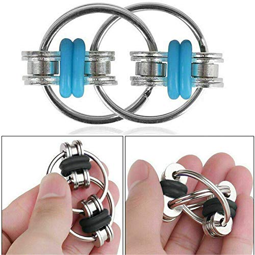 ZYANUGR 5Pcs Chain Fidget Toy, Hand Spinner Fidget Bicicleta Cadena Cross Key Ring Focus Metal Finger Toys, Bike Chain Keychain para Adultos Niños