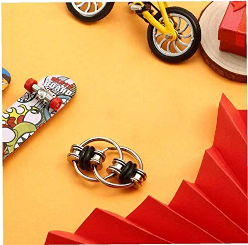 ZYANUGR 5Pcs Chain Fidget Toy, Hand Spinner Fidget Bicicleta Cadena Cross Key Ring Focus Metal Finger Toys, Bike Chain Keychain para Adultos Niños