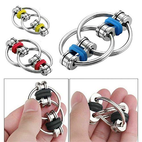 ZYANUGR 5Pcs Chain Fidget Toy, Hand Spinner Fidget Bicicleta Cadena Cross Key Ring Focus Metal Finger Toys, Bike Chain Keychain para Adultos Niños