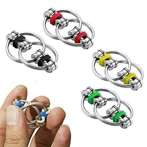 ZYANUGR 5Pcs Chain Fidget Toy, Hand Spinner Fidget Bicicleta Cadena Cross Key Ring Focus Metal Finger Toys, Bike Chain Keychain para Adultos Niños