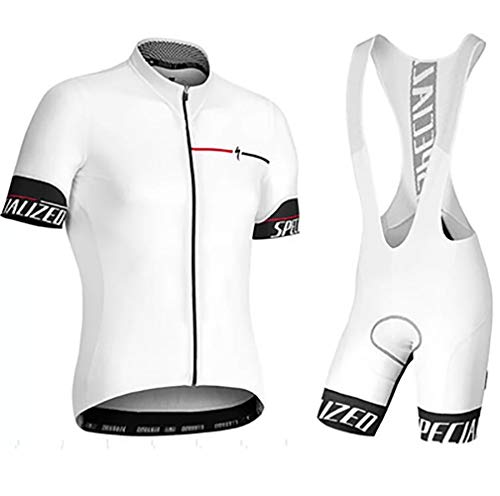 ZZSH Traje De Montar De Manga Corta, Montar Ropa Traje Verano Al Aire Libre Succión Transpirable Bicicleta De Montaña Bicicleta Dinámica Ciclismo Equitación Ropa,White,L