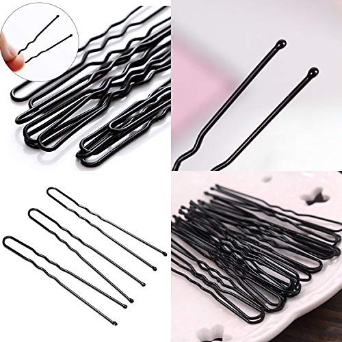 100Pcs Horquillas para el Pelo en U Pinzas para el Cabello Sujetar Clips de Pelo Pasador de Pelo en U Horquillas para el Cabello para Mujeres, Niñas y Salón de Peluquería, color Marrón y Negro