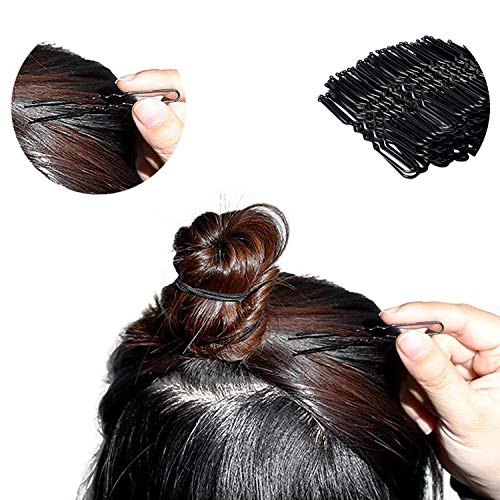 100Pcs Horquillas para el Pelo en U Pinzas para el Cabello Sujetar Clips de Pelo Pasador de Pelo en U Horquillas para el Cabello para Mujeres, Niñas y Salón de Peluquería, color Marrón y Negro