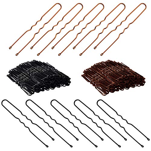 100Pcs Horquillas para el Pelo en U Pinzas para el Cabello Sujetar Clips de Pelo Pasador de Pelo en U Horquillas para el Cabello para Mujeres, Niñas y Salón de Peluquería, color Marrón y Negro