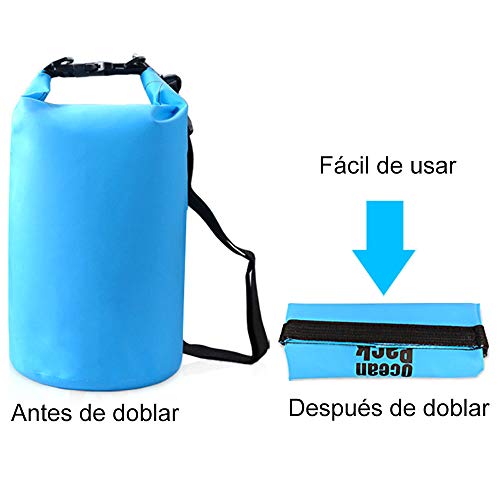 10L Waterproof Drying Bag, Adjustable Shoulder Strap Water Drifting Bucket Bag + Oversized Waterproof Phone Case, Suitable For Kayaking /Boating / Canoeing / Fishing(Verde)