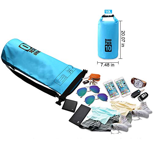 10L Waterproof Drying Bag, Adjustable Shoulder Strap Water Drifting Bucket Bag + Oversized Waterproof Phone Case, Suitable For Kayaking /Boating / Canoeing / Fishing(Verde)